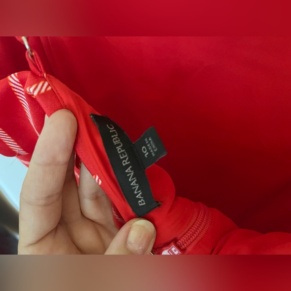 BANANA REPUBLIC red striped midi strap dress - Picture 3 of 3